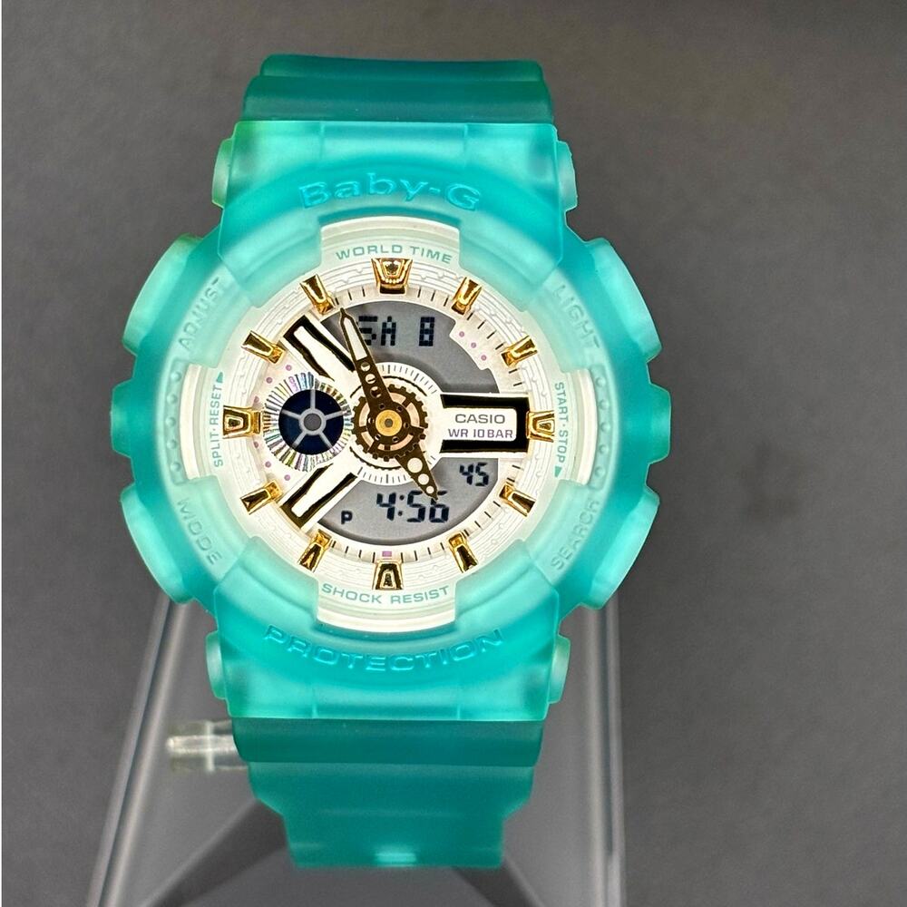 Casio Baby-G BA-110SC-2A Sea Glass Clear Teal Analog Digital Women's Watch